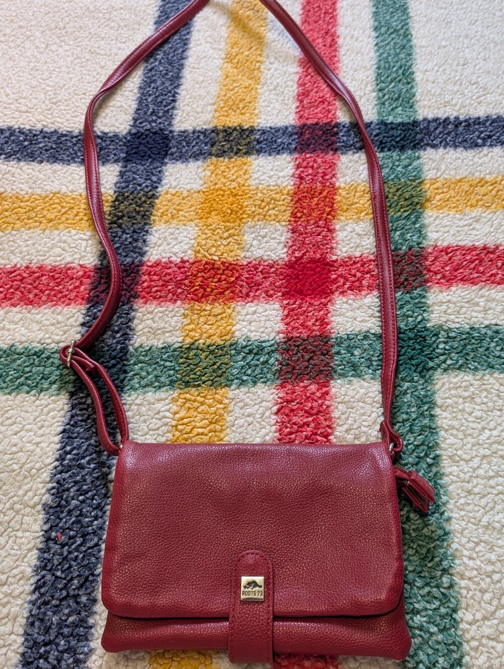 Small Roots Burgundy Crossbody Bag